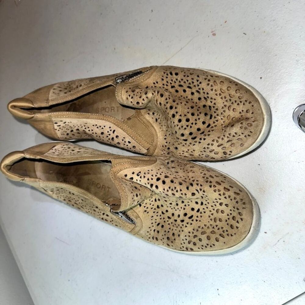 Tan Sport Brand Perforated Slip-On Shoes